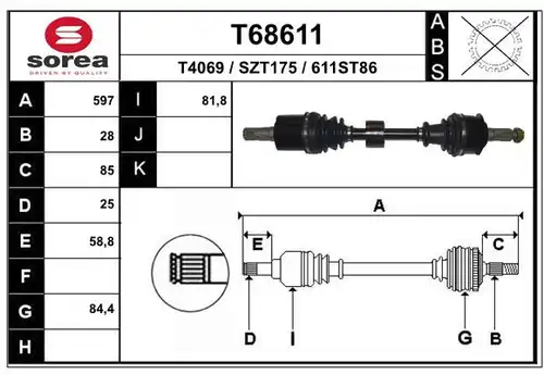 полуоска EAI T68611