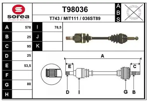 полуоска EAI T98036