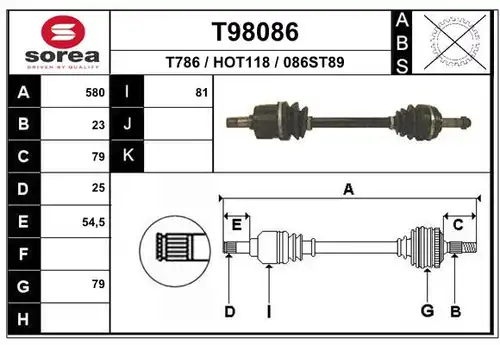 полуоска EAI T98086