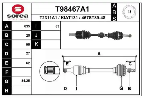 полуоска EAI T98467A1