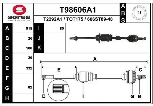 полуоска EAI T98606A1