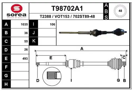 полуоска EAI T98702A1