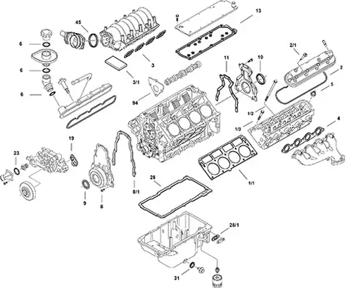 пълен комплект гарнитури, двигател ELRING LS Gen IV LS3