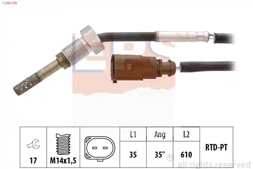 датчик, температура на изгорелите газове EPS 1.220.199