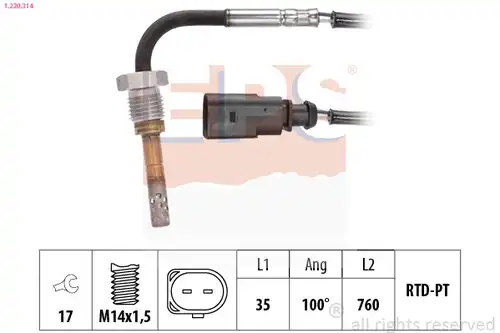 датчик, температура на изгорелите газове EPS 1.220.314