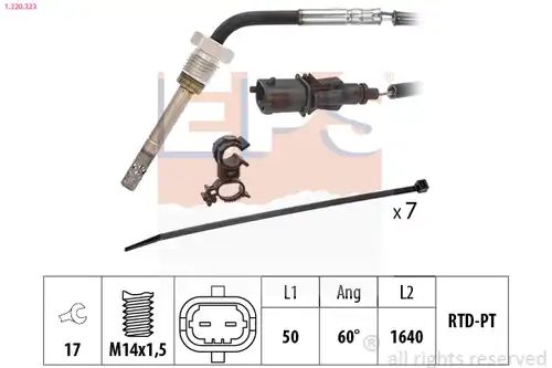 датчик, температура на изгорелите газове EPS 1.220.323