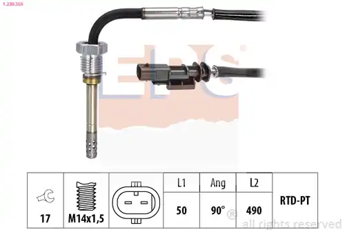 датчик, температура на изгорелите газове EPS 1.220.356
