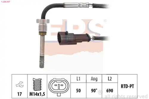 датчик, температура на изгорелите газове EPS 1.220.367