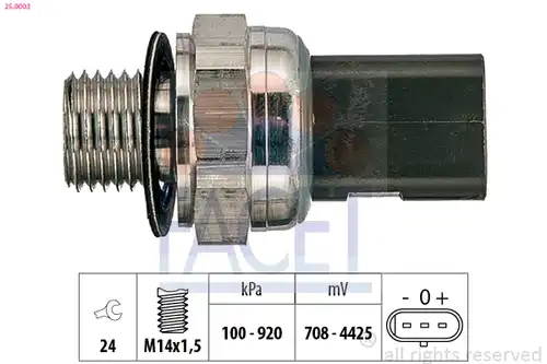 датчик, налягане на маслото FACET 25.0003