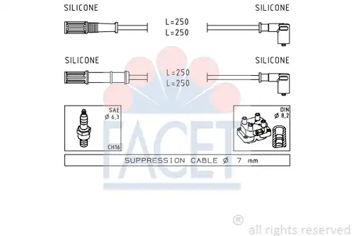 комплект запалителеи кабели FACET 4.7170