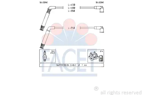 комплект запалителеи кабели FACET 4.7208