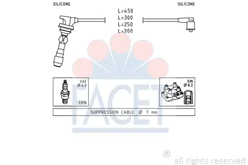 комплект запалителеи кабели FACET 4.7255