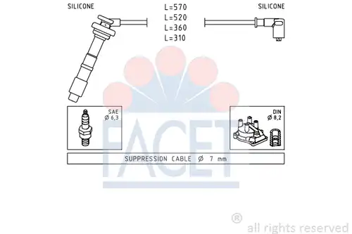 комплект запалителеи кабели FACET 4.8608