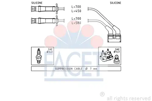 комплект запалителеи кабели FACET 4.9446