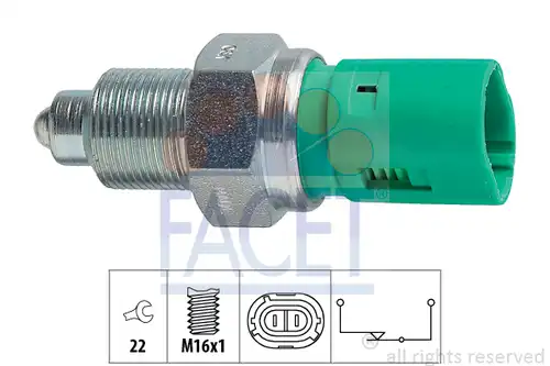 включвател, светлини за движение на заден ход FACET 7.6114