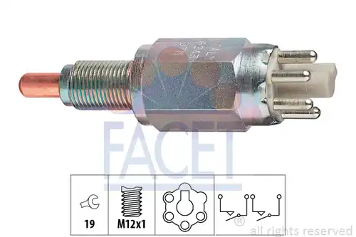 включвател, светлини за движение на заден ход FACET 7.6243