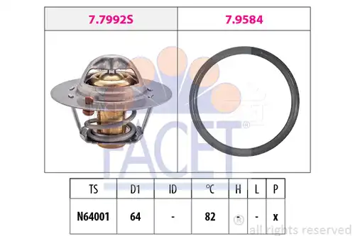 термостат, охладителна течност FACET 7.7992