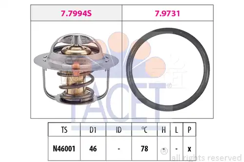 термостат, охладителна течност FACET 7.7993