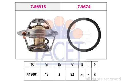 термостат, охладителна течност FACET 7.7999