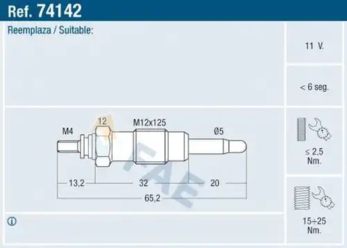 подгревна свещ FAE 74142