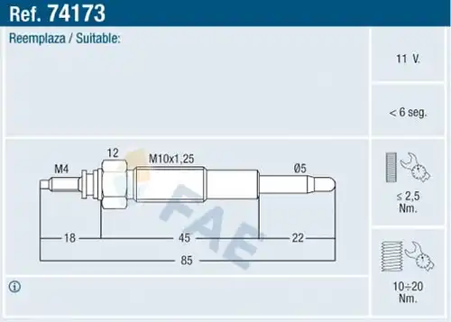 подгревна свещ FAE 74173