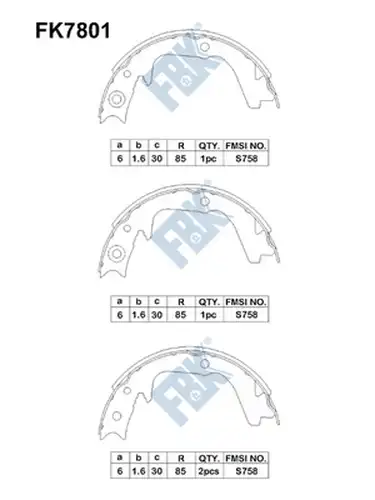 комплект спирачна челюст FBK FK7801