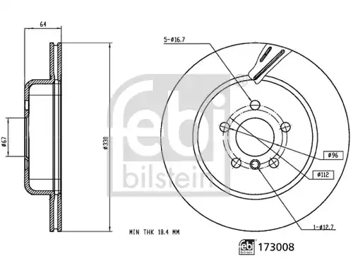 спирачен диск FEBI BILSTEIN 173008