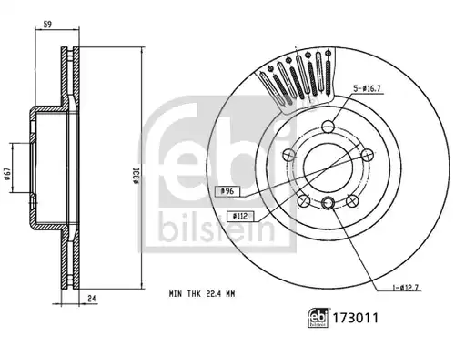 спирачен диск FEBI BILSTEIN 173011