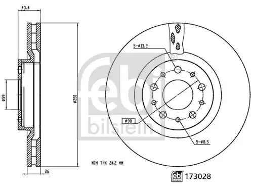 спирачен диск FEBI BILSTEIN 173028