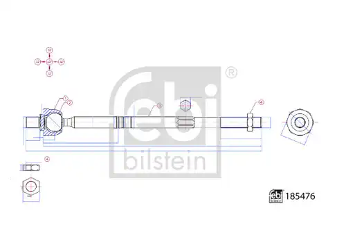 аксиален шарнирен накрайник, напречна кормилна щанга FEBI BILSTEIN 185476