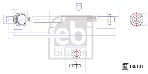 аксиален шарнирен накрайник, напречна кормилна щанга FEBI BILSTEIN 186131