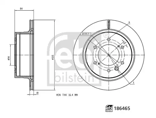 спирачен диск FEBI BILSTEIN 186465