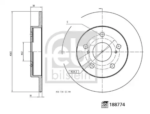 спирачен диск FEBI BILSTEIN 188774