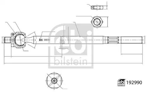 аксиален шарнирен накрайник, напречна кормилна щанга FEBI BILSTEIN 192990