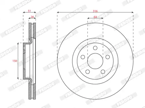 спирачен диск FERODO DDF3058C