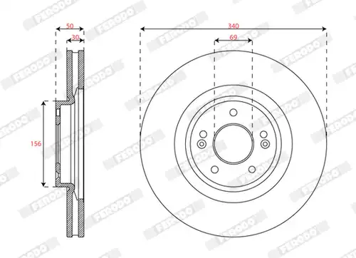 спирачен диск FERODO DDF3074C