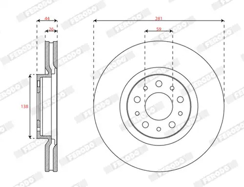 спирачен диск FERODO DDF3075C