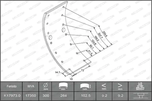 комплект феродо за накладки, барабанни спирачки FERODO K17973.0-F3658