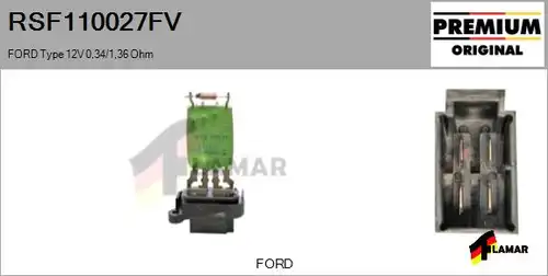 съпротивление, вентилатор за вътрешно пространство FLAMAR RSF110027FV