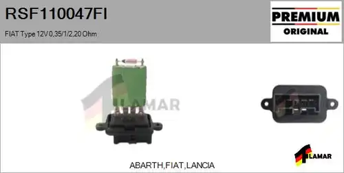 съпротивление, вентилатор за вътрешно пространство FLAMAR RSF110047FI