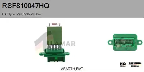 съпротивление, вентилатор за вътрешно пространство FLAMAR RSF810047HQ