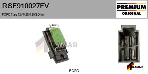 съпротивление, вентилатор за вътрешно пространство FLAMAR RSF910027FV