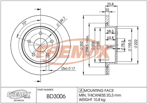 спирачен диск FREMAX BD-3006