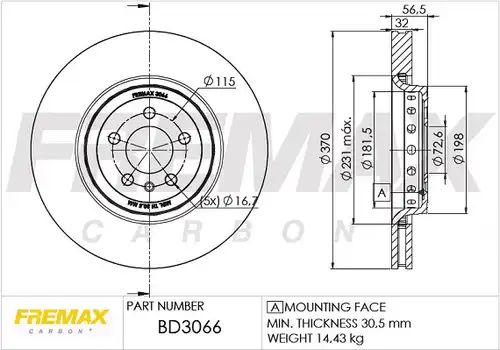 спирачен диск FREMAX BD-3066