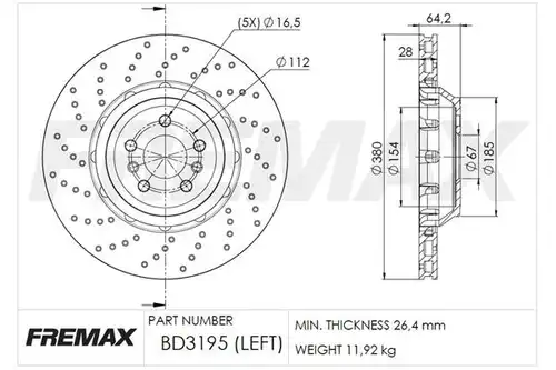 спирачен диск FREMAX BD-3195