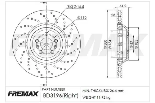 спирачен диск FREMAX BD-3196