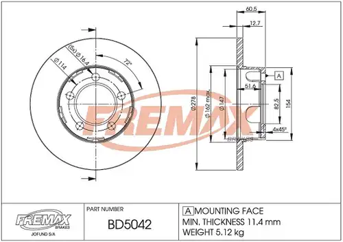 спирачен диск FREMAX BD-5042