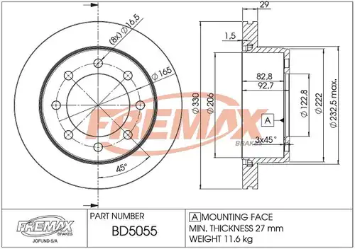 спирачен диск FREMAX BD-5055