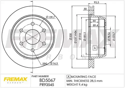 спирачен диск FREMAX BD-5067