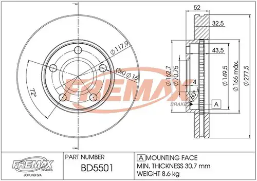 спирачен диск FREMAX BD-5501